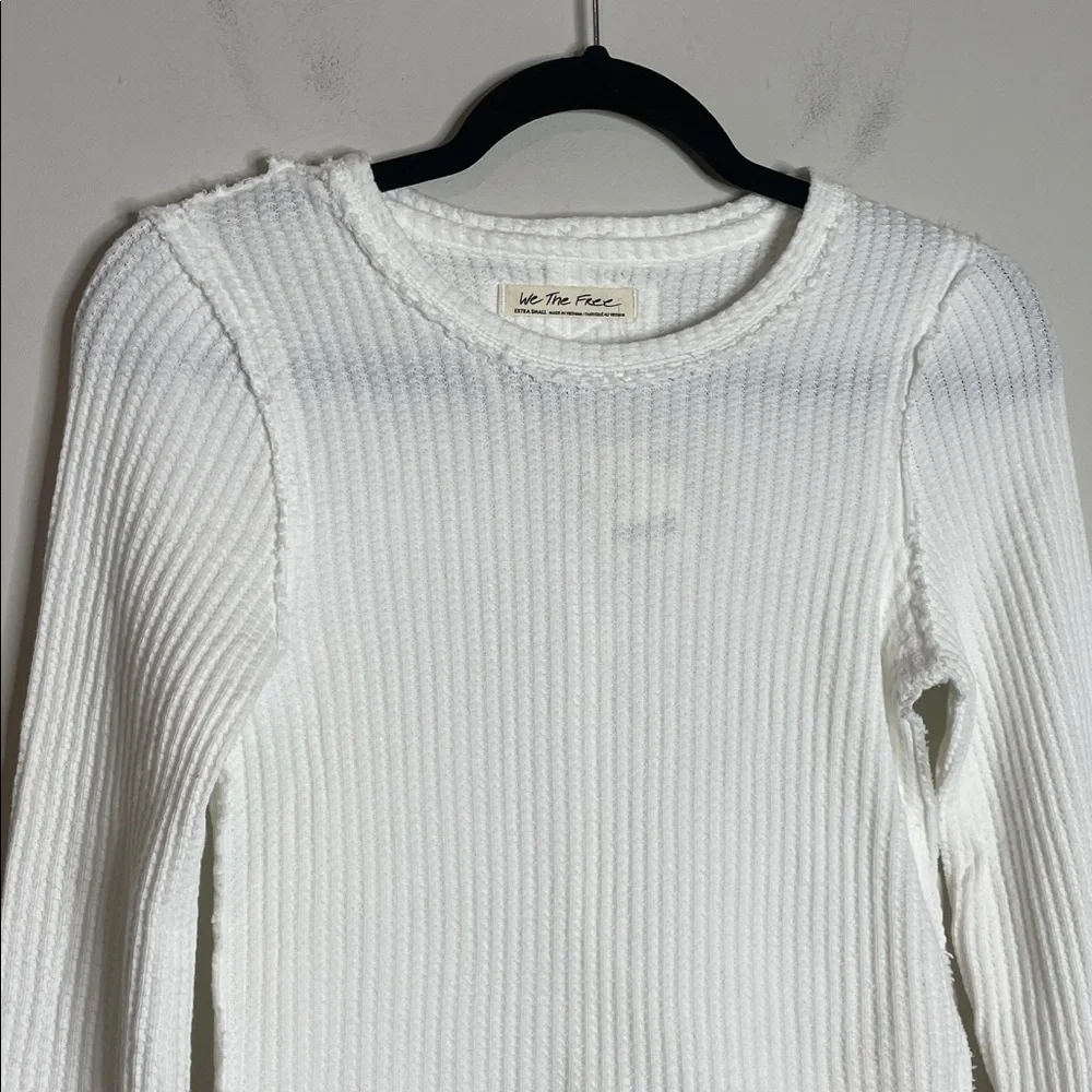 Free People | Women’s White Roll With It Long Sleeve Thermal Top Size XS NWT